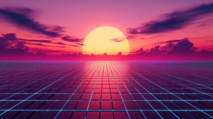 Retro Sunset Grid