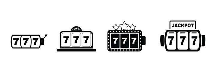 Set of Lucky 7  slot icon collection. Casino slot symbol.