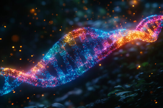 Generative AI Depiction of DNA Helix and Genetic Mutations in Molecular Biology