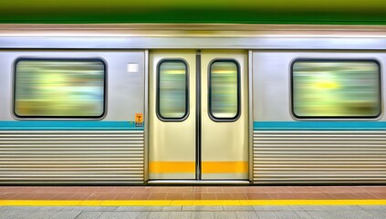 Subway train doors at a station platform.