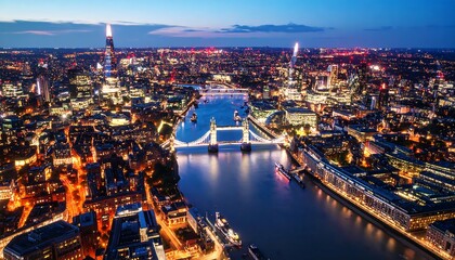 Aerial view of London at night