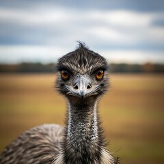 Close-up portrait of an emu.