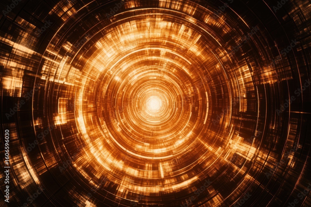 Aufkleber glowing concentric circles radiating outwards from a bright center, creating a hypnotic, technologic