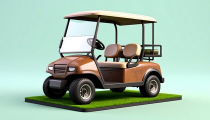 3D golf cart on grassy platform