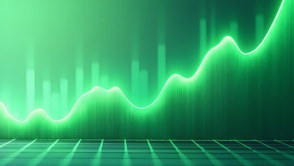 Fototapeta premium Stylized visual of market growth shown through abstract chart elements like arrows, bars, or candles in glowing green form. AI-Generated!
