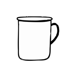 ミニマルな白いマグカップの手描きイラスト