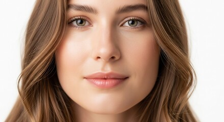 Obraz premium Close-up Portrait of a Beautiful Woman with Green Eyes