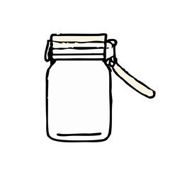 手描き風の開いた保存瓶イラスト