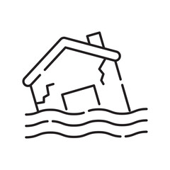 Flooding icon, Inundation Symbol Outline icon Transparent background