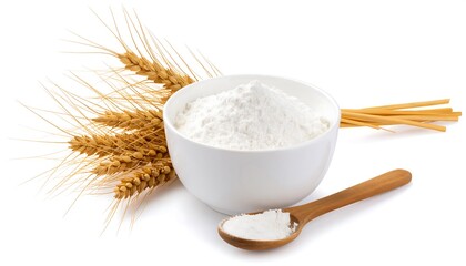 White flour in a bowl with wheat stalks (2)
