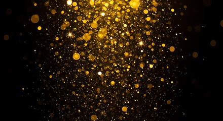 Shimmering Lights Abstract Holiday Art in Gold, Midnight Sparkle Festive Stars and Glittering Confetti