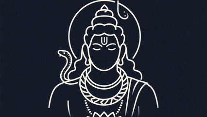 Silhouette of a Serene Deity Surrounded by a Glowing Halo on a Dark Background