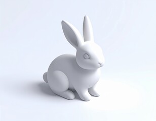 Fototapeta premium 3D model material of a simple white rabbit,シンプルな白うさぎの3Dモデル素材 