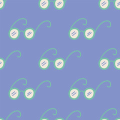 Colorful glasses seamless pattern. Hand drawn flat design. Vector illustration pattern for fabric, textiles, clothing, wrapping paper, cover, banner, abstract background.
