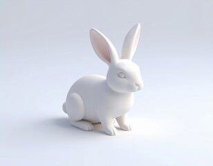 3D model material of a simple white rabbit,シンプルな白うさぎの3Dモデル素材 