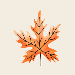 Cozy vector illustration of autumn leaves in watercolor style. Ideal for seasonal stickers, Thanksgiving crafts, packaging, and childrens designs
