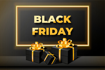 Realistic 3D black friday Background