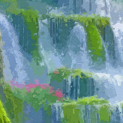 Various oil paintings, flowers, roses, peonies, waterfalls, landscapes, swans, butterflies, chrysanthemums, plum blossoms, streams