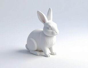 Fototapeta premium 3D model material of a simple white rabbit,シンプルな白うさぎの3Dモデル素材 
