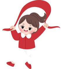 cute girl celebrating indonesia independence day