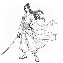  ai genarate anime black and white decoretion