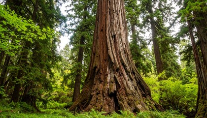 Majestic redwood tree in forest