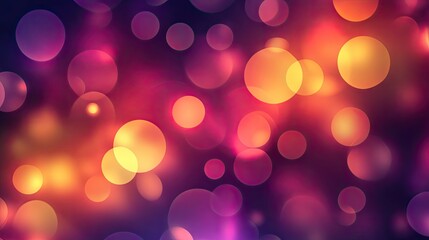 Obraz premium Abstract background featuring an array of out-of-focus circular lights in warm and cool hues, predominantly reds, purples, and oranges, creating a vibrant, blurry, bokeh effect
