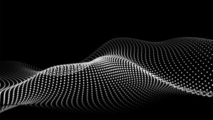 Abstract digital wave of particles. Futuristic point wave. Technology background vector. Vector illustration	