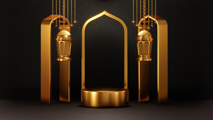 3D rendering gold podium display 116