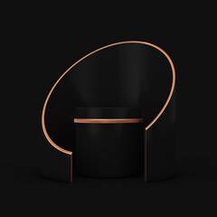 Black Product Promotion Presentation Winner Podium Stage Scene. 3d Rendering