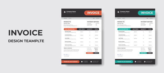Minimal abstract corporate business invoice template design in vector | Premium Vector