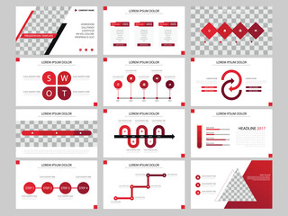 Red infographic elements presentation templates 