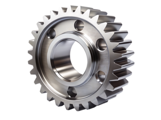  metallic gear with cog teeth structure isolated on white background PNG, AI GENERATED
