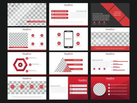 Red Presentation templates elements on a white background. Vector infographics. Use in Presentation, flyer and leaflet, corporate report, marketing, advertising, annual report, banner.