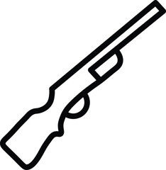Shotgun icon firearm outline weapon symbol hunting gun black line drawing simple illustration isolated on white minimal style vector graphic safety concept