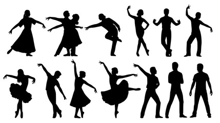 Fototapeta premium Ballet dancers in graceful poses isolated on white background