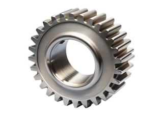  metallic gear with cog teeth structure isolated on white background PNG, AI GENERATED