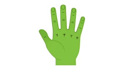Obraz premium Cartoon green hand showing five fingers