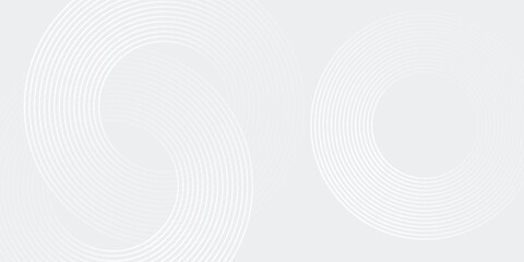 Abstract white glowing geometric lines on gray background. Modern shiny blue circle lines pattern. Futuristic technology concept. Suit for cover, poster, banner, brochure, header, website