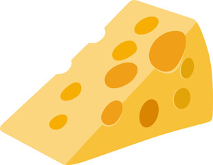 Cartoon Illustration of Cheddar Cheese Block

