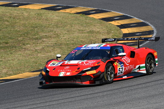 Scarperia, Italy - 11July th 2025: Ferrari 296 GT3 of team AF CORSE drive by Ghandour Ziad in action during Italian Championship GT Endurance event at Mugello Circuit.