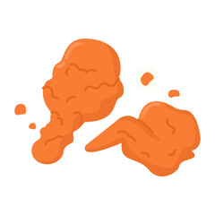 Doodle and Simple Style Fried Chicken Illustration