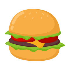 Doodle and Simple Style Hamburger Illustration