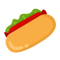 Doodle and Simple Style Hot Dog Illustration