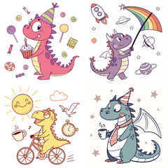 Fototapeta premium High-Quality Dragons Illustrations in Various Styles – SVG Bundle