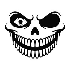 Creepy Skull Face with One Eye for Halloween Design