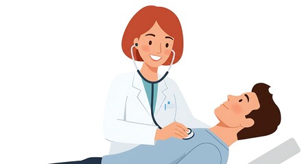 Doctor Examining Patient with Stethoscope - Healthcare Illustration