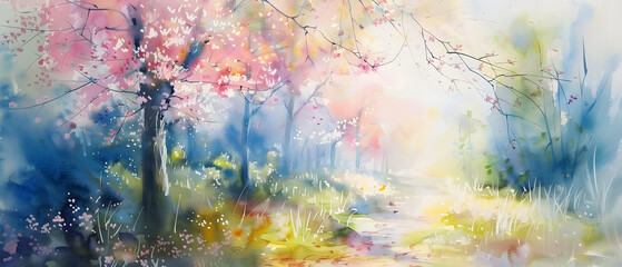 abstract watercolor background with flowers