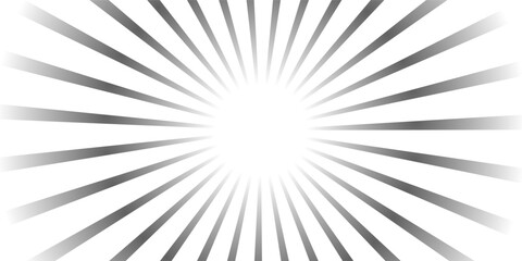 Ray sun light. Sunburst background. Radial circle line. Pattern starburst. Comic beam lines. Sun effect rays. Abstract firework. Concentration stripe. Cartoons lightning style. Vector illustration