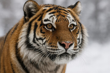 Obraz premium Majestic Siberian Tiger in Winter: Powerful Wildlife Portrait